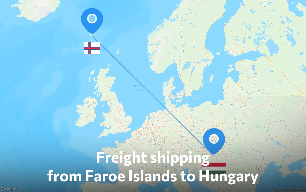 Shipping route from Faroe Islands to Hungary