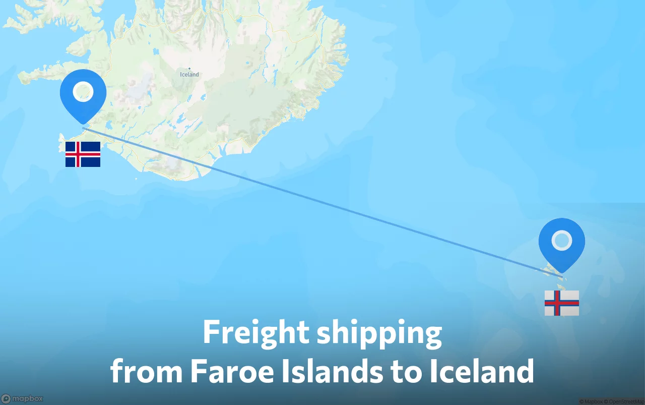 Shipping route from Faroe Islands to Iceland