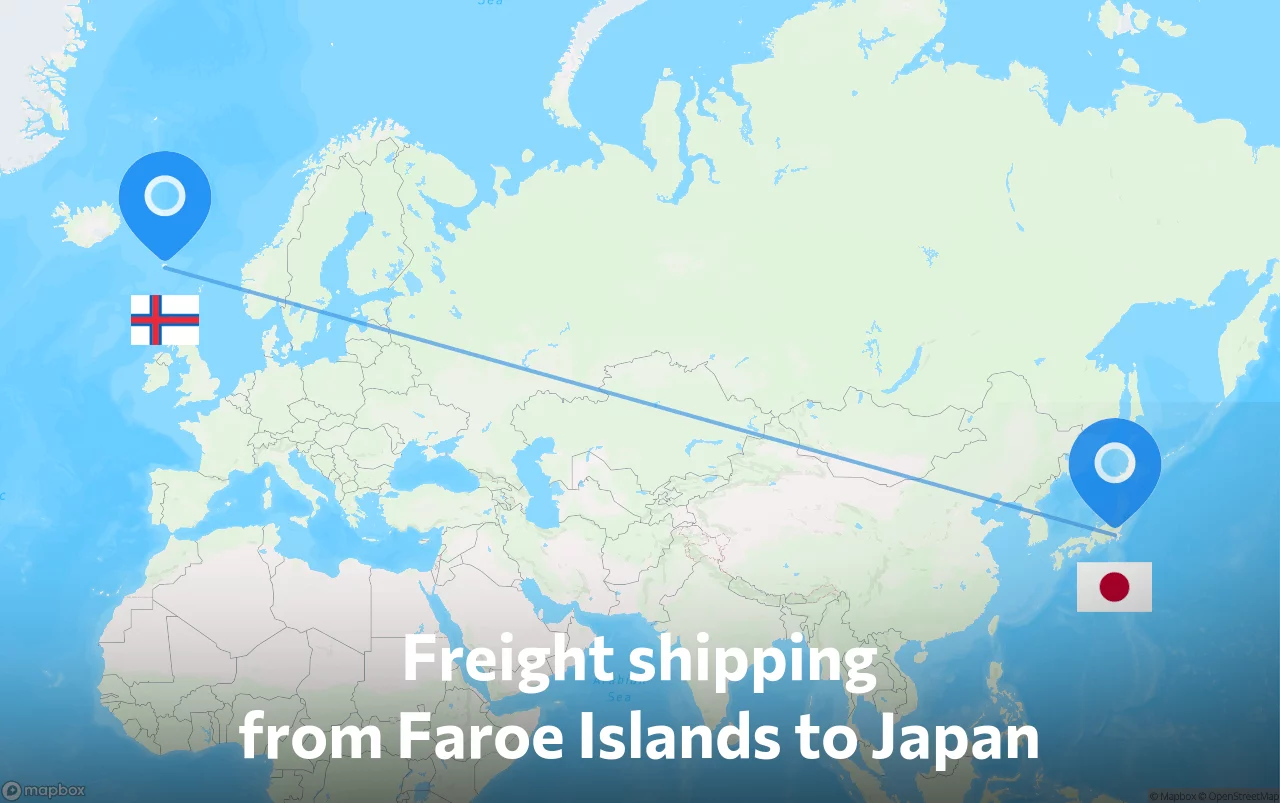 Shipping route from Faroe Islands to Japan