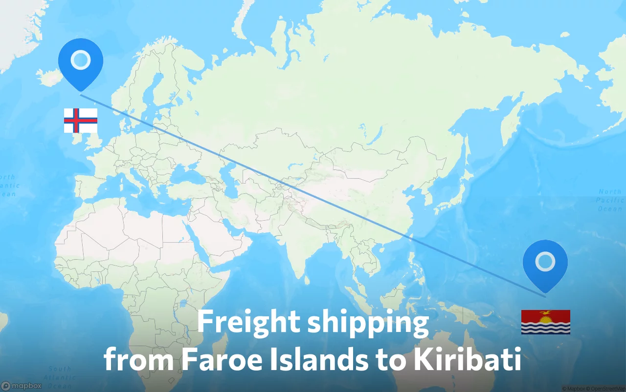 Shipping route from Faroe Islands to Kiribati