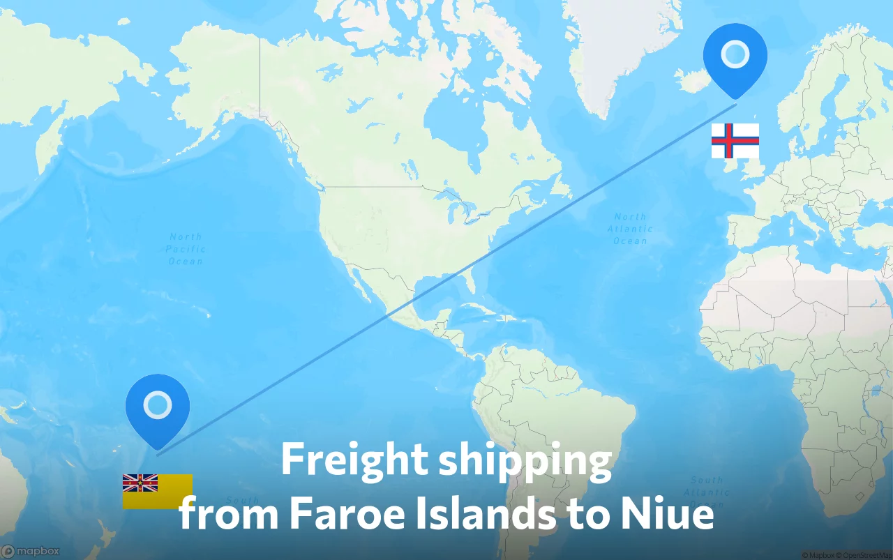 Shipping route from Faroe Islands to Niue