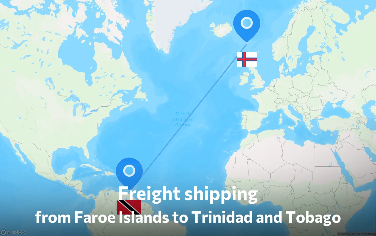 Shipping route from Faroe Islands to Trinidad and Tobago