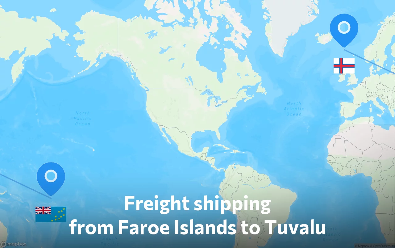 Shipping route from Faroe Islands to Tuvalu