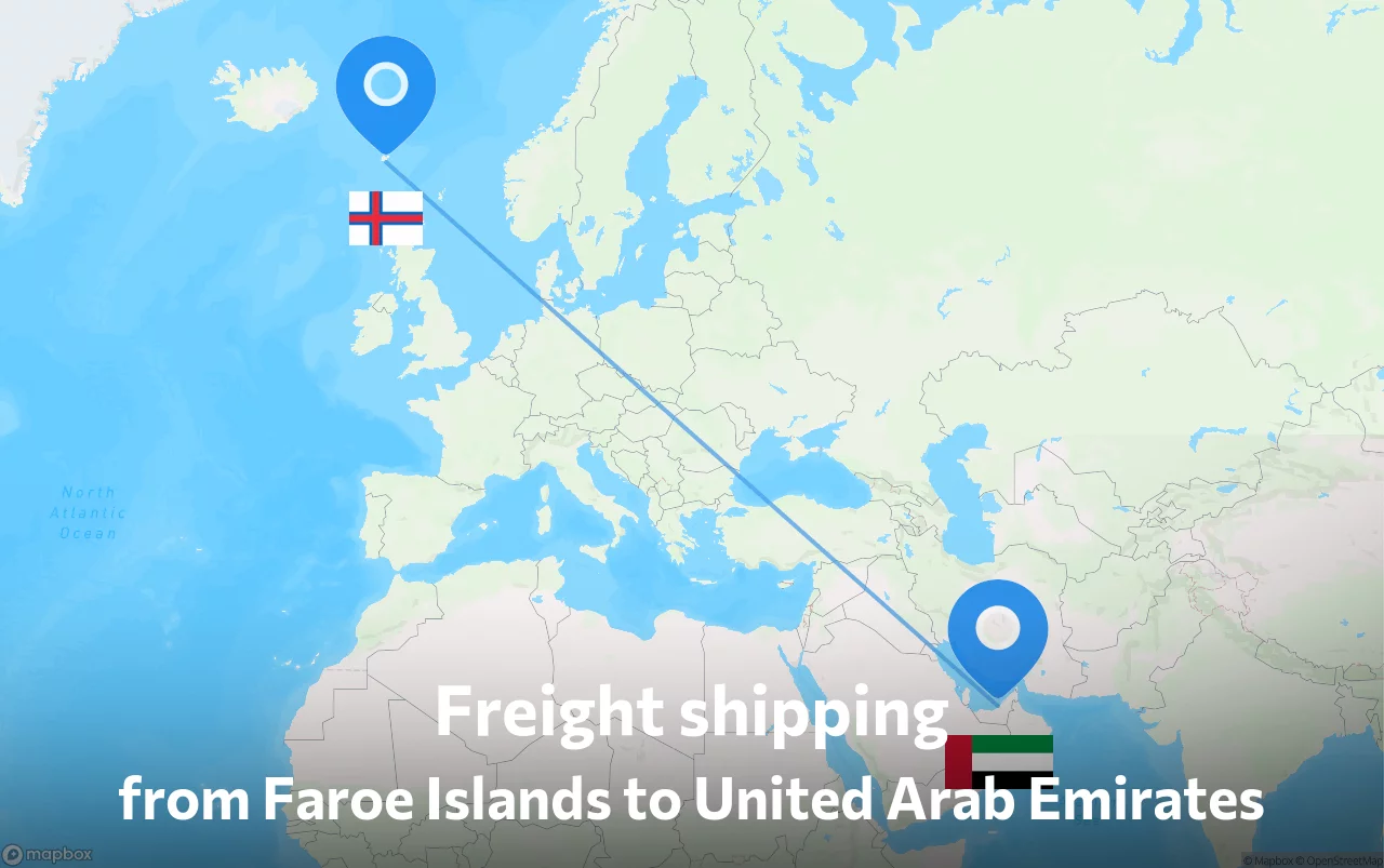 Shipping route from Faroe Islands to United Arab Emirates