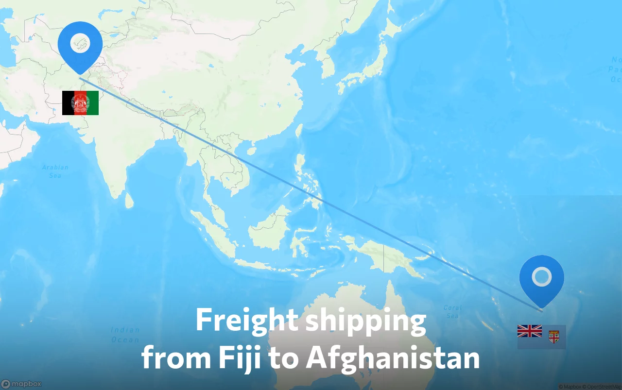 Shipping route from Fiji to Afghanistan