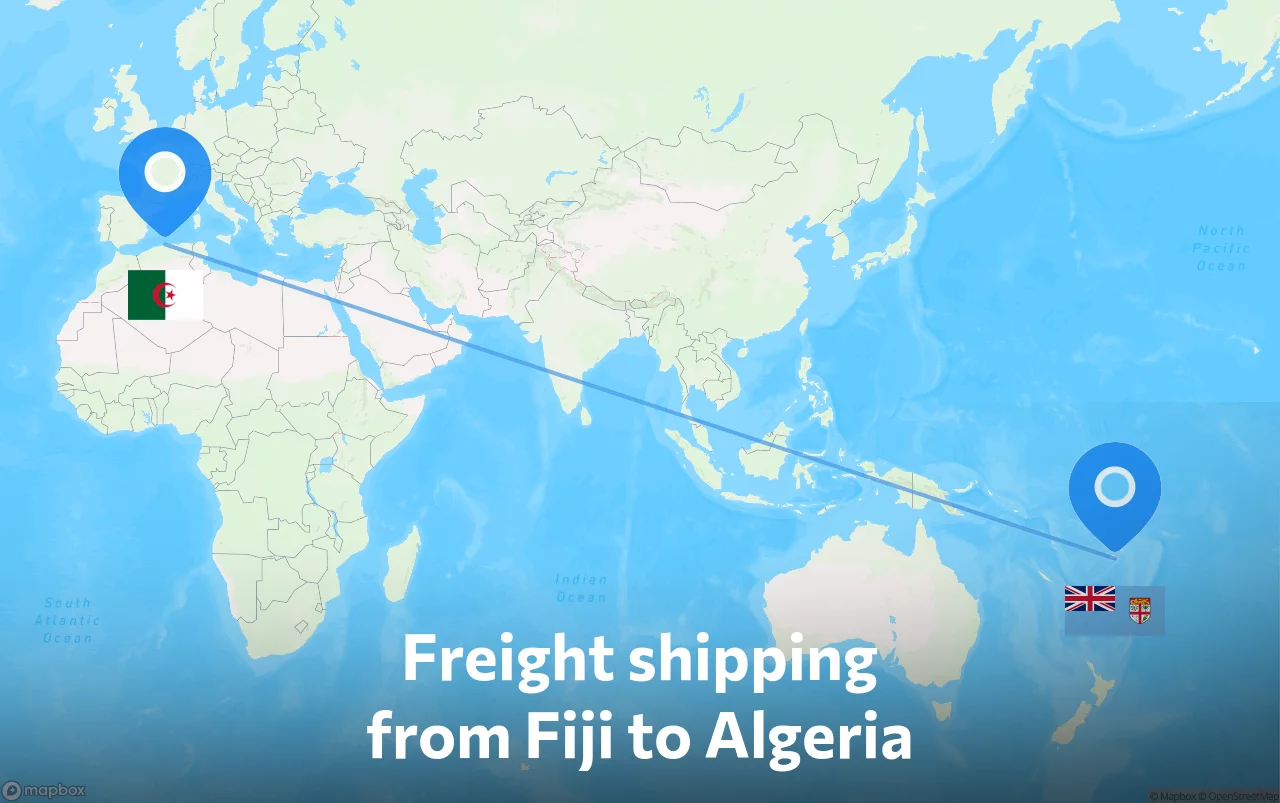 Shipping route from Fiji to Algeria