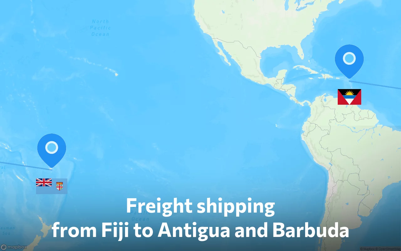 Shipping route from Fiji to Antigua and Barbuda