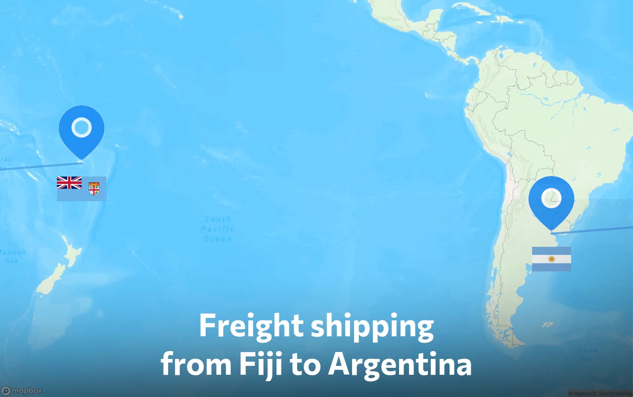 Shipping route from Fiji to Argentina