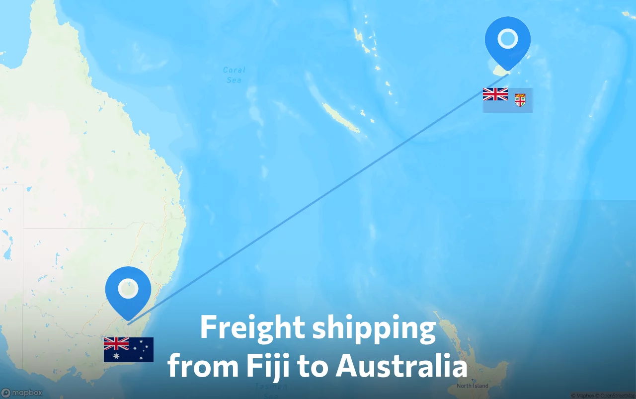 Shipping route from Fiji to Australia