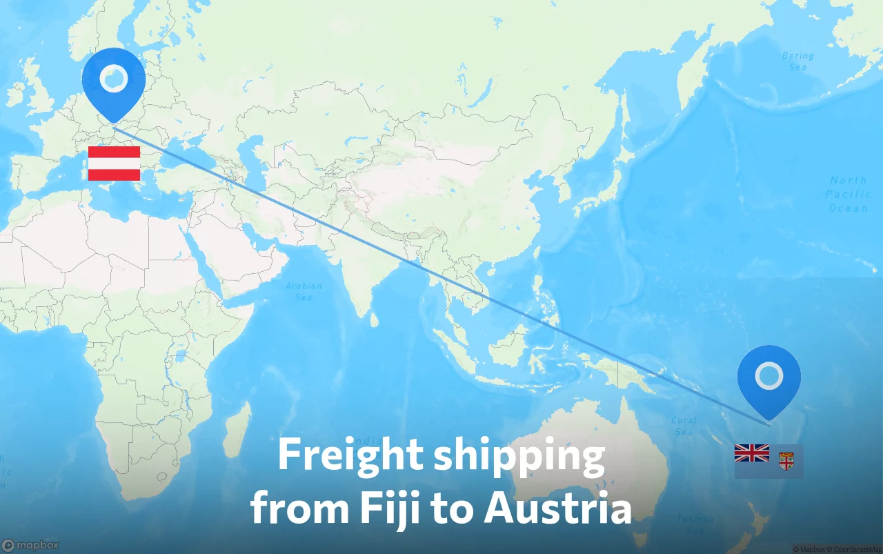 Shipping route from Fiji to Austria