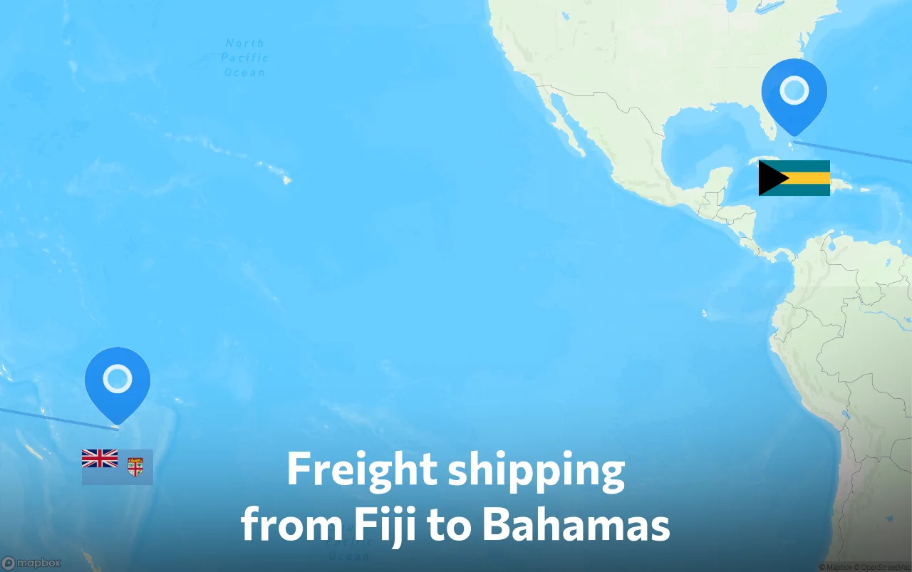 Shipping route from Fiji to Bahamas