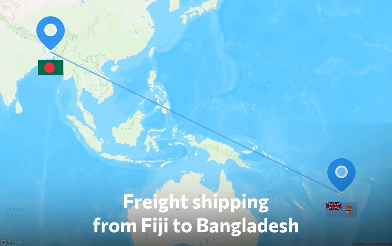 Shipping route from Fiji to Bangladesh