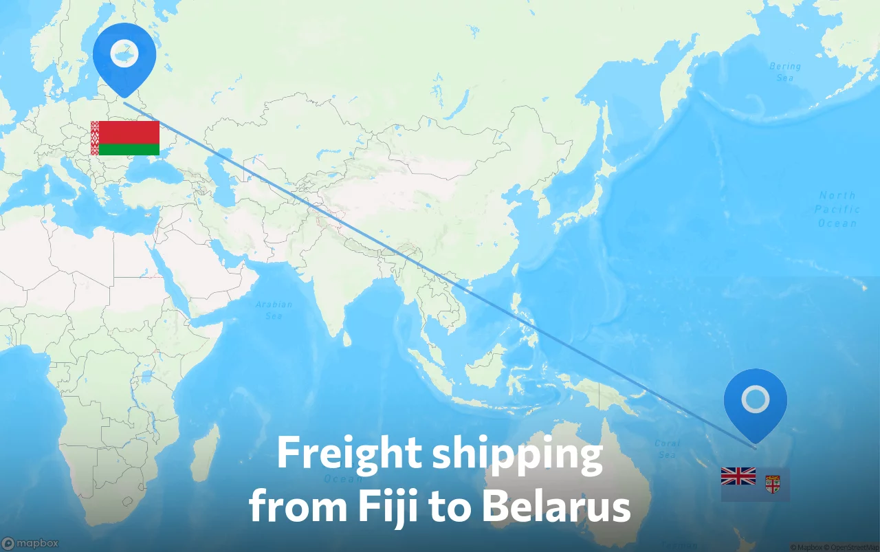 Shipping route from Fiji to Belarus
