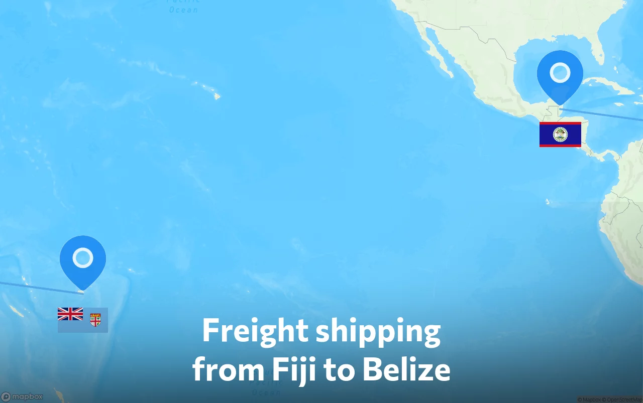 Shipping route from Fiji to Belize