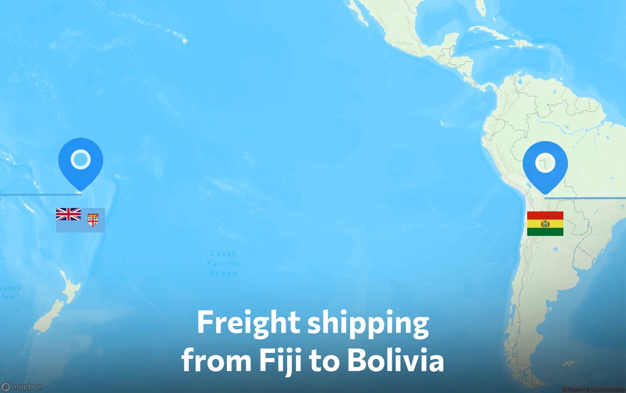 Shipping route from Fiji to Bolivia
