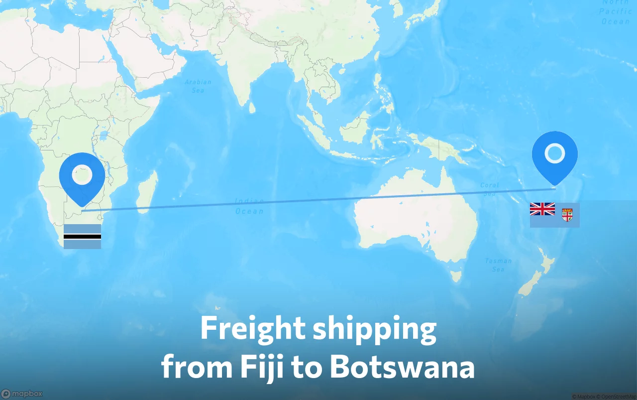 Shipping route from Fiji to Botswana