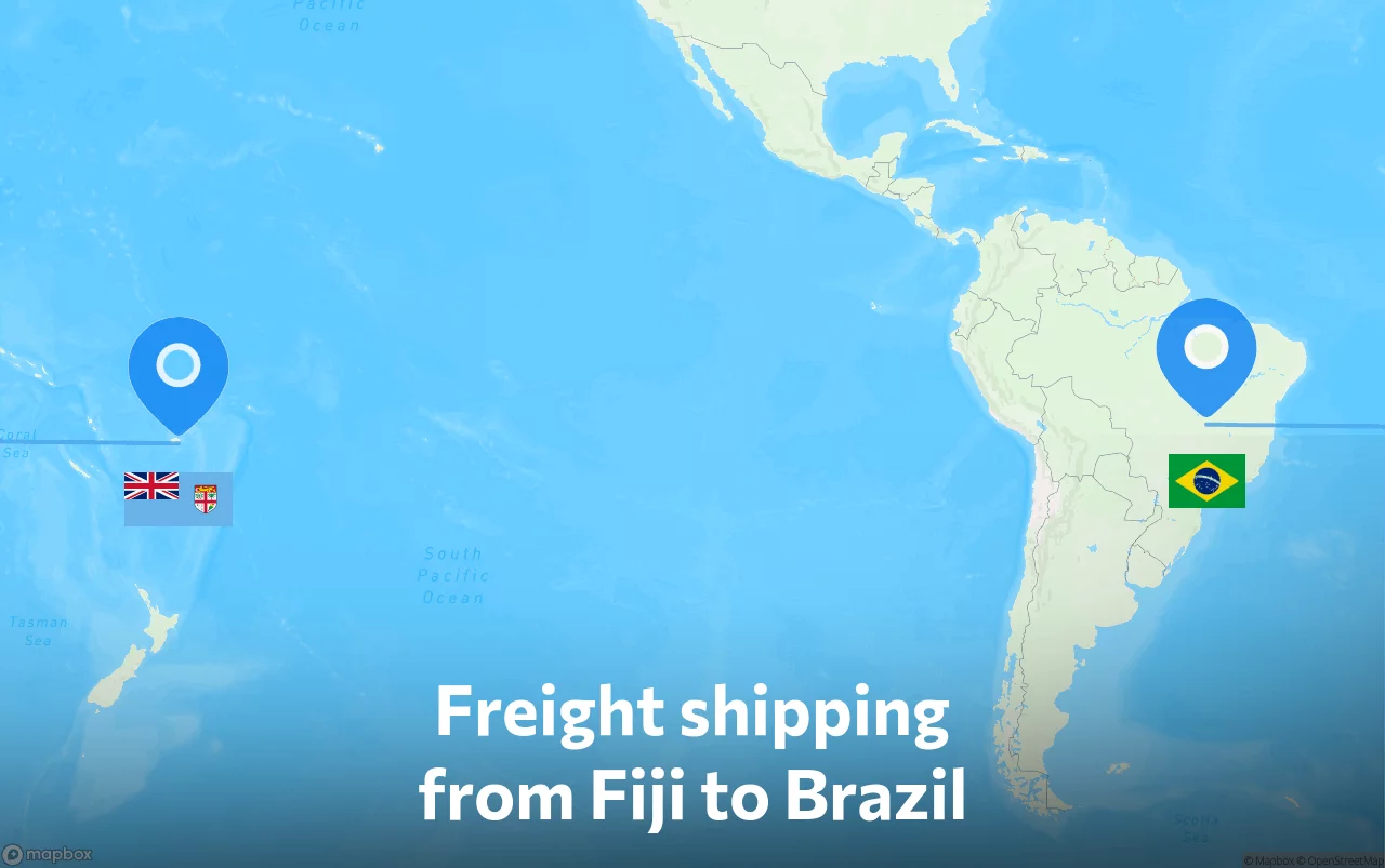 Shipping route from Fiji to Brazil