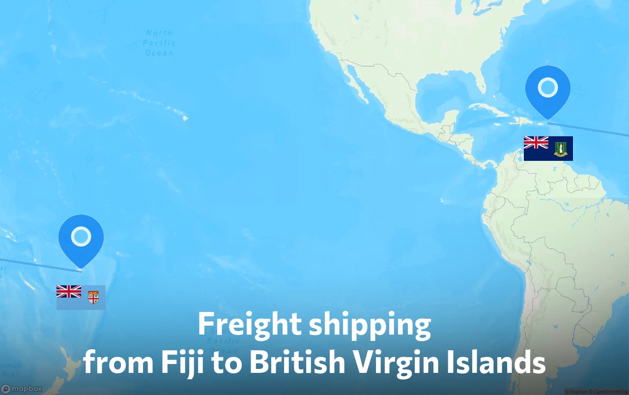 Shipping route from Fiji to British Virgin Islands