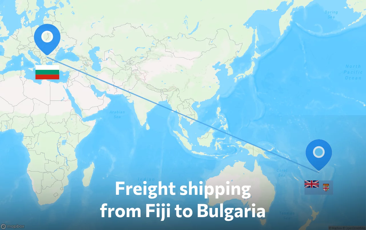 Shipping route from Fiji to Bulgaria