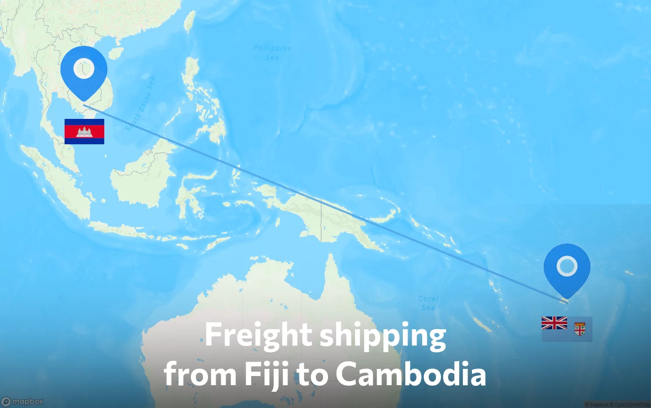 Shipping route from Fiji to Cambodia