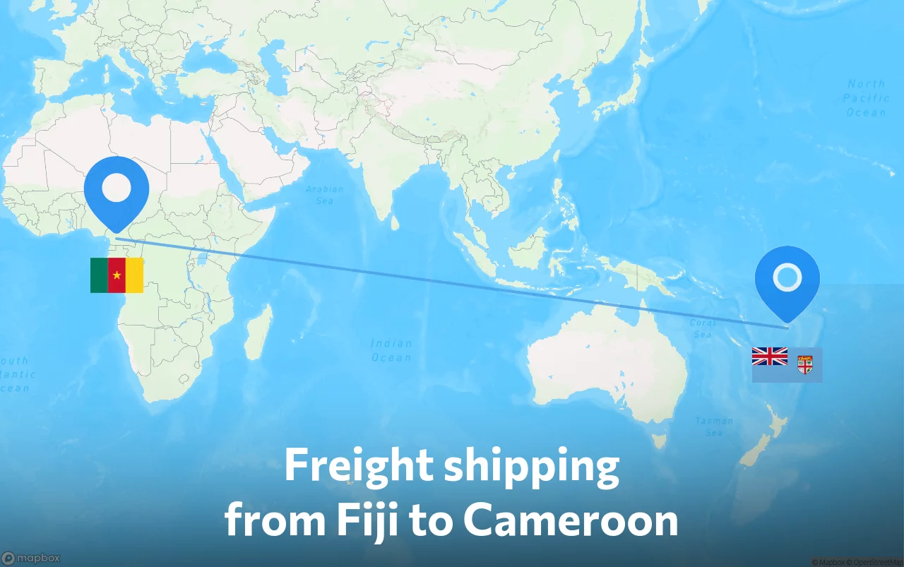 Shipping route from Fiji to Cameroon