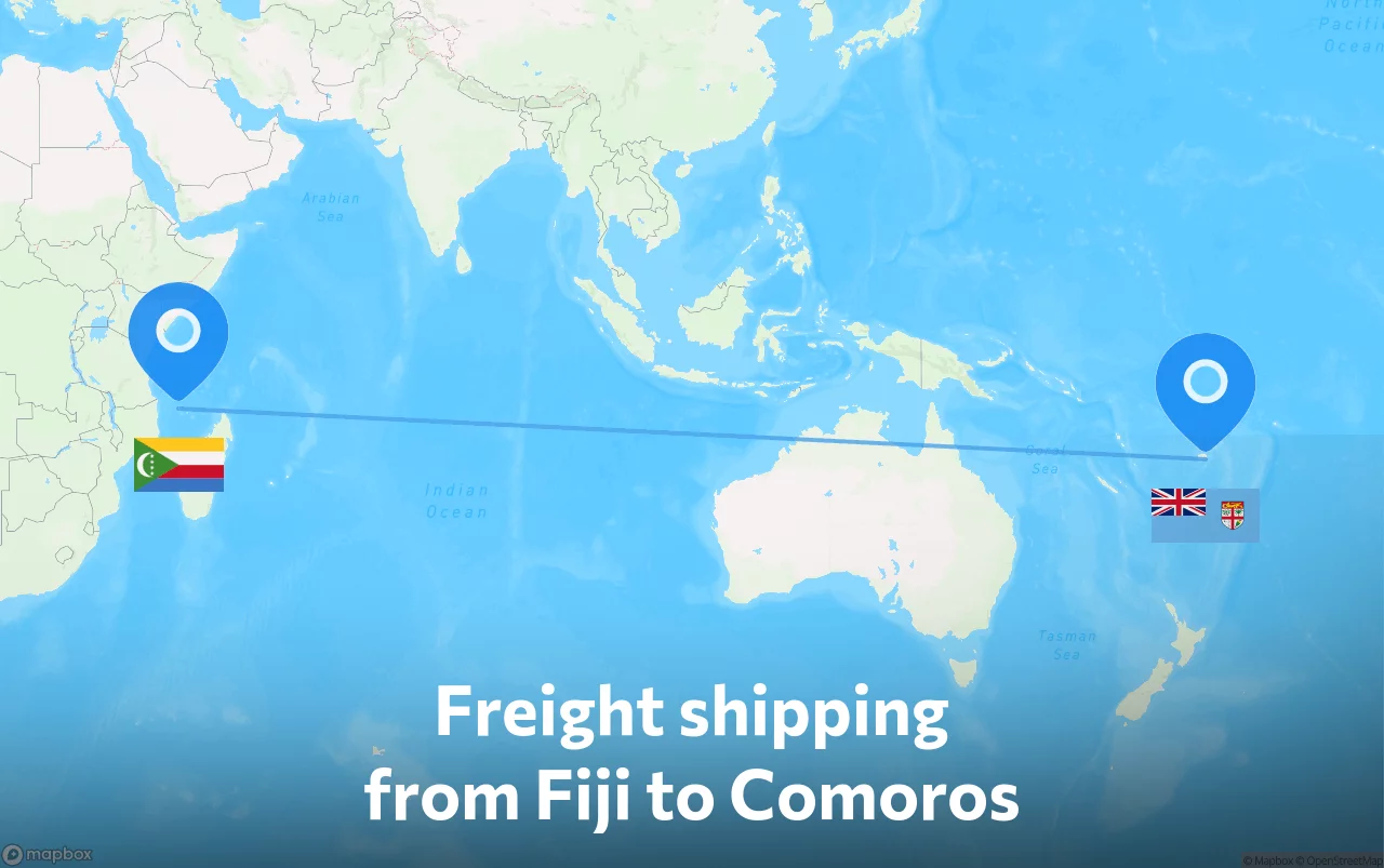 Shipping route from Fiji to Comoros