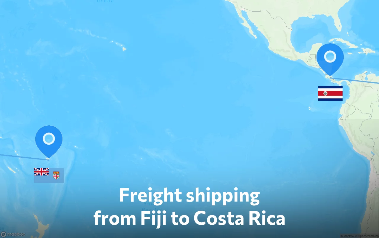 Shipping route from Fiji to Costa Rica