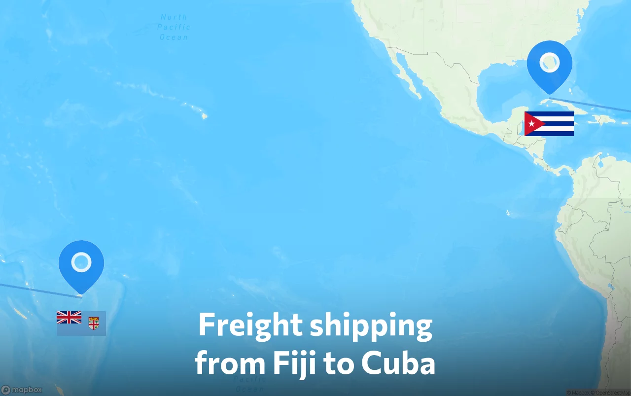 Shipping route from Fiji to Cuba
