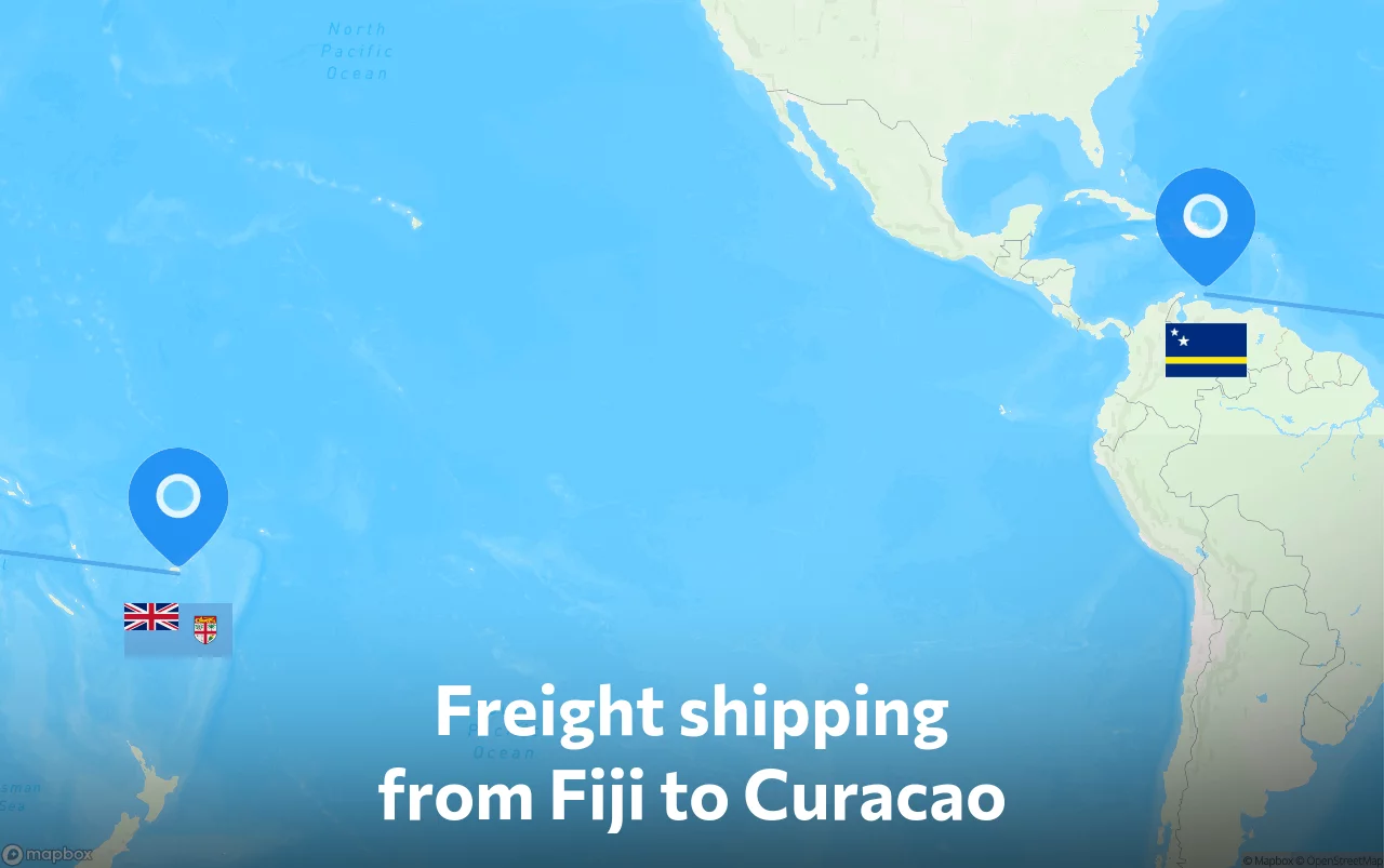 Shipping route from Fiji to Curacao