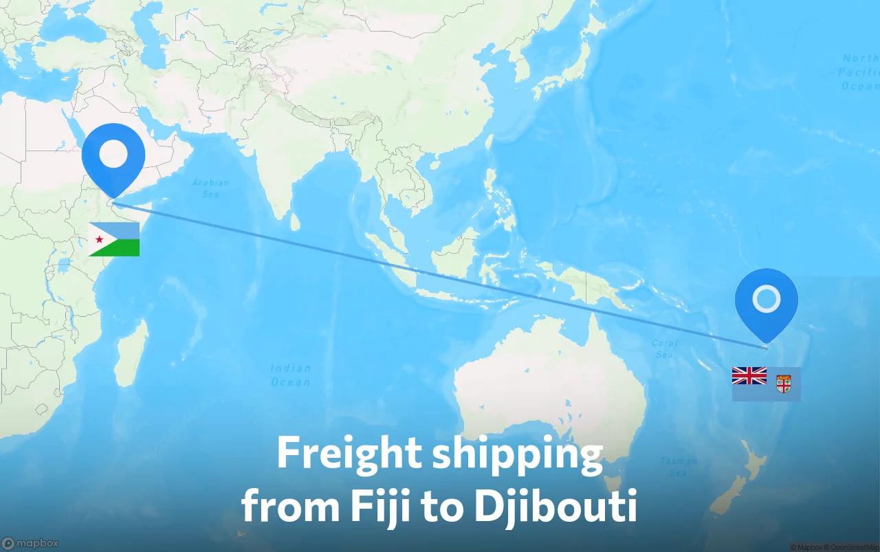 Shipping route from Fiji to Djibouti