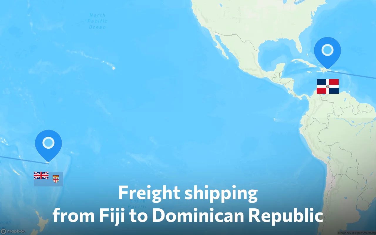 Shipping route from Fiji to Dominican Republic