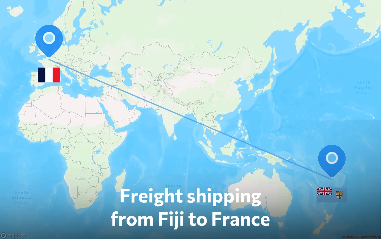 Shipping route from Fiji to France