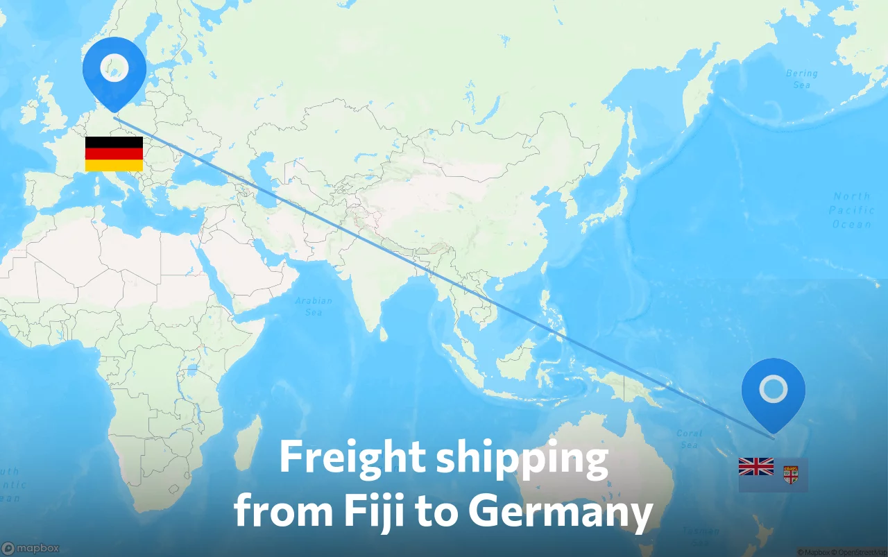 Shipping route from Fiji to Germany
