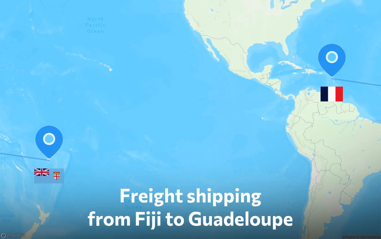 Shipping route from Fiji to Guadeloupe