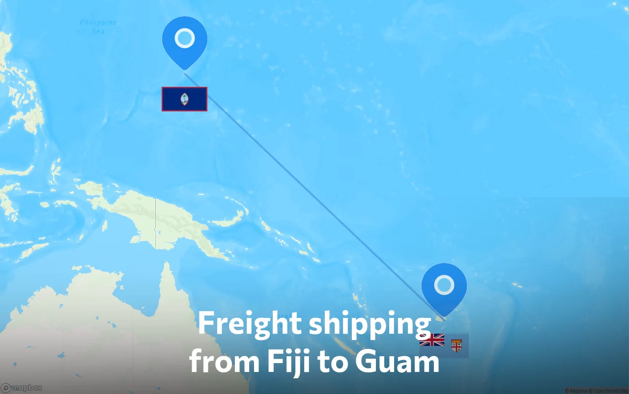 Shipping route from Fiji to Guam