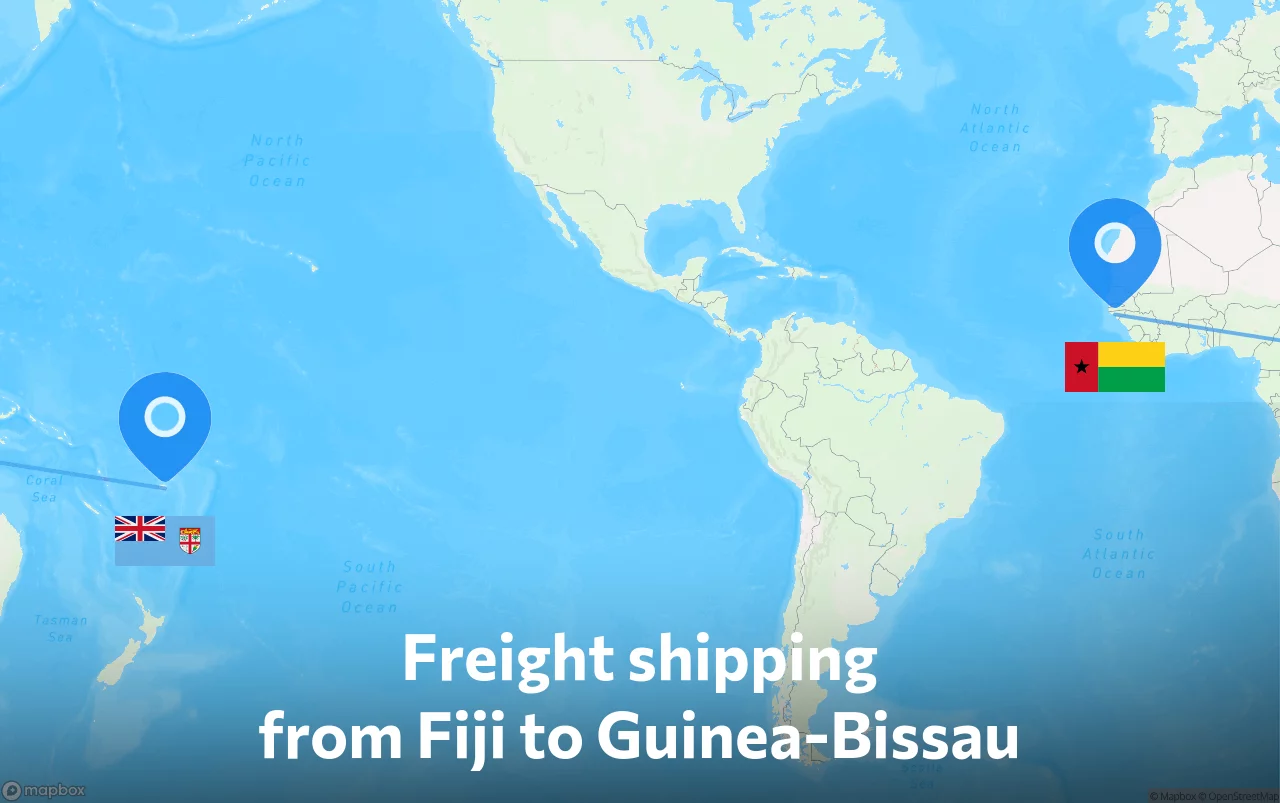 Shipping route from Fiji to Guinea-Bissau