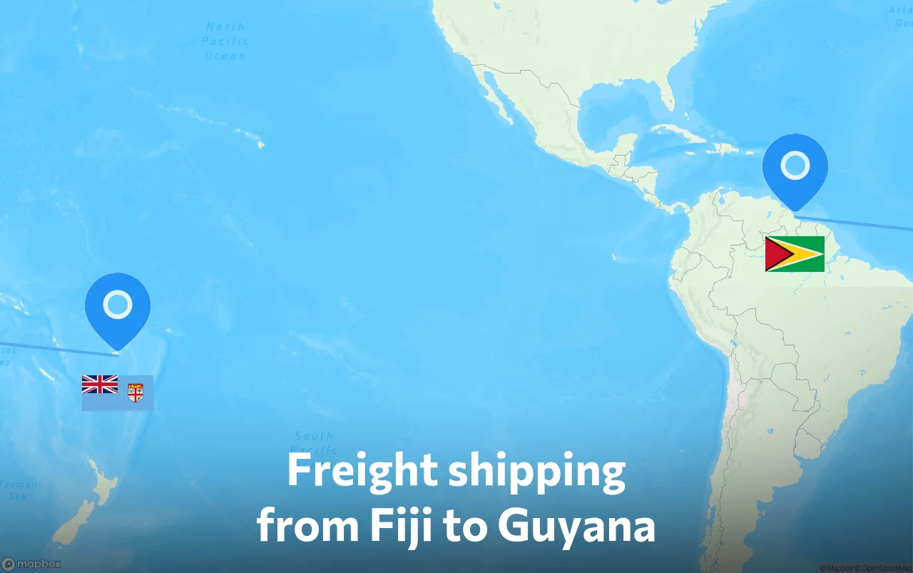 Shipping route from Fiji to Guyana