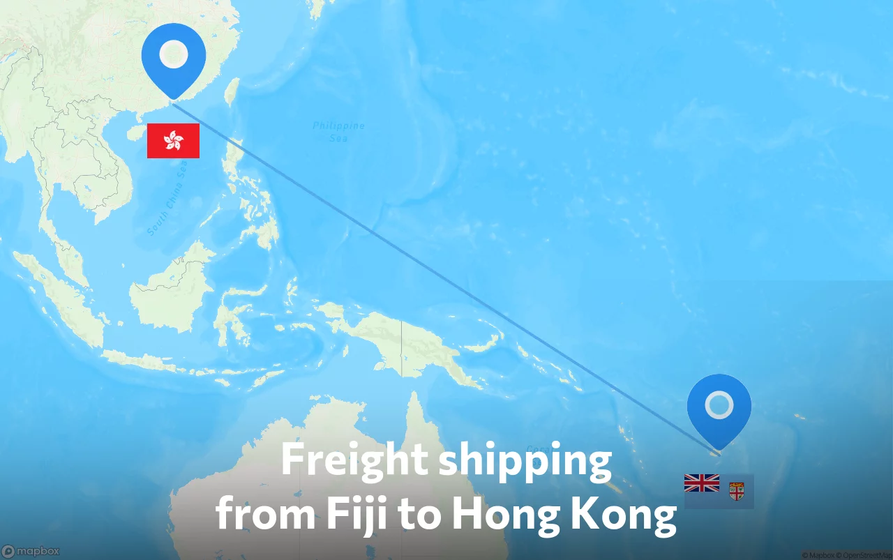 Shipping route from Fiji to Hong Kong
