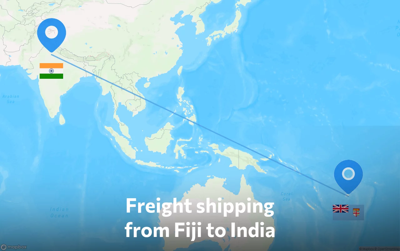 Shipping route from Fiji to India