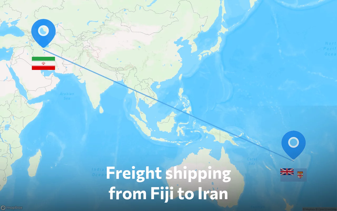 Shipping route from Fiji to Iran