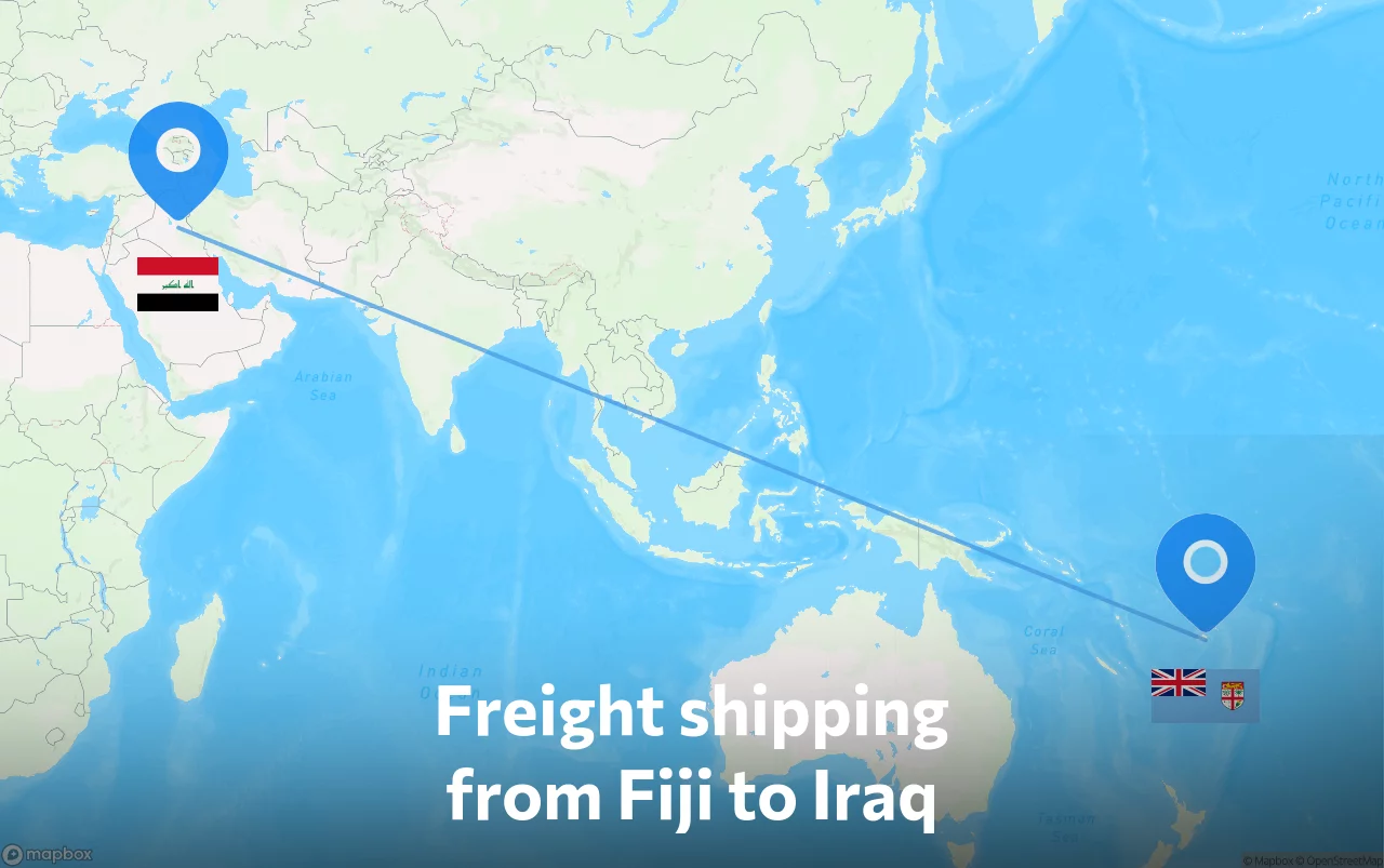 Shipping route from Fiji to Iraq