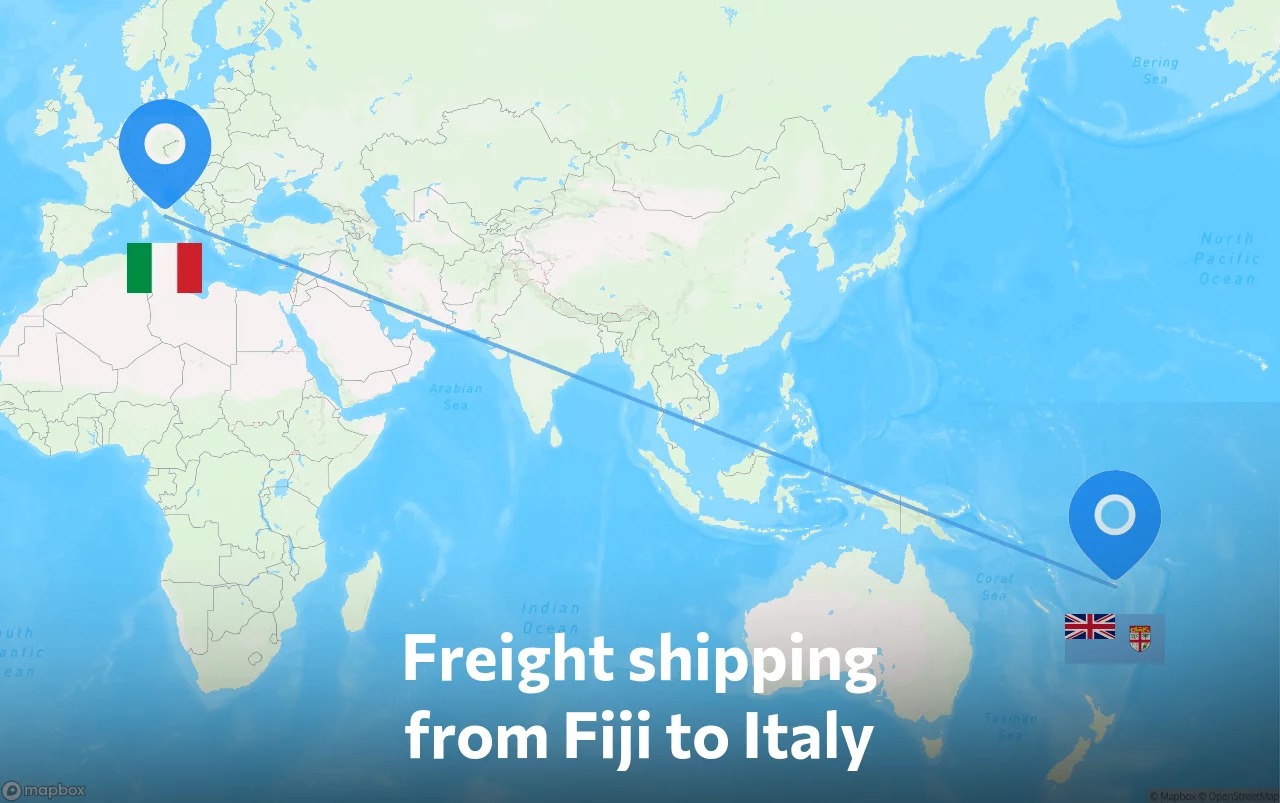 Shipping route from Fiji to Italy