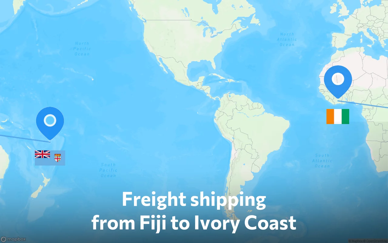 Shipping route from Fiji to Ivory Coast