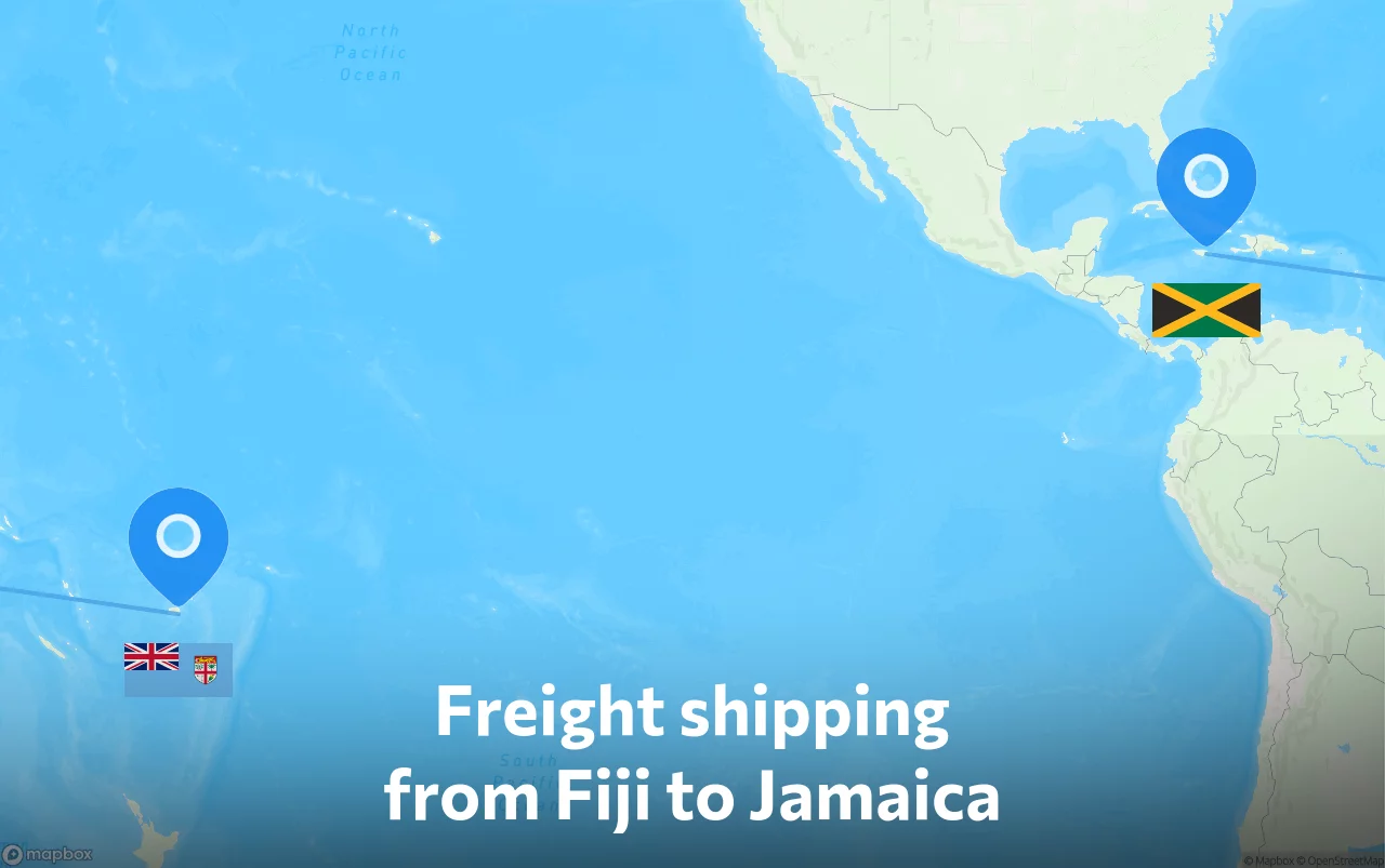 Shipping route from Fiji to Jamaica