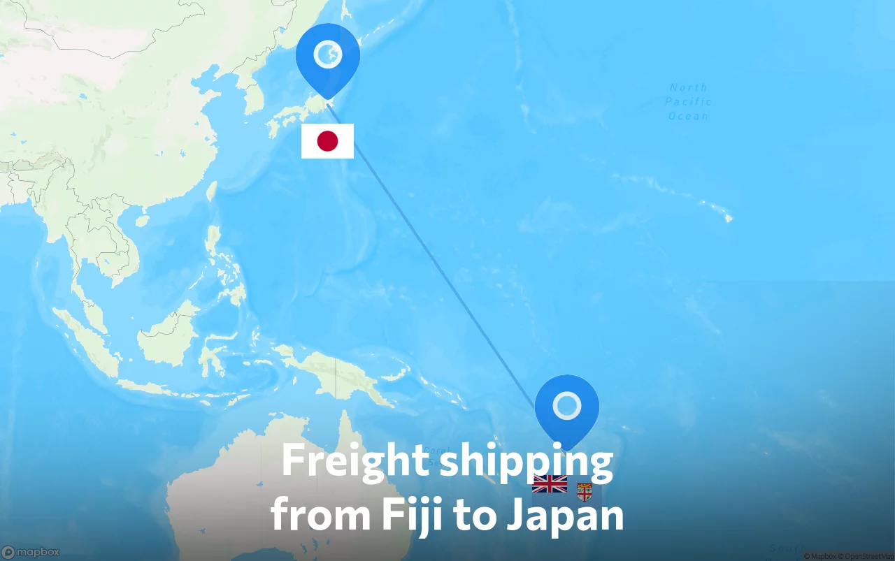 Shipping route from Fiji to Japan
