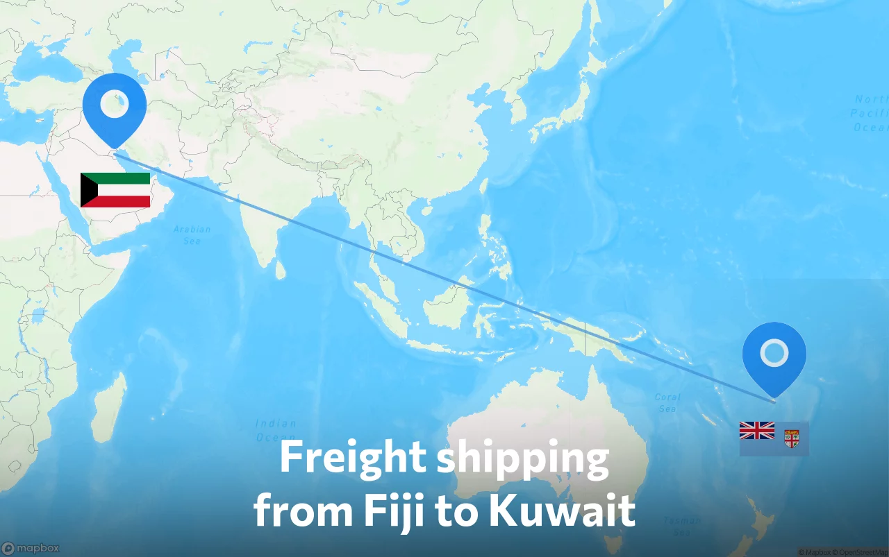 Shipping route from Fiji to Kuwait