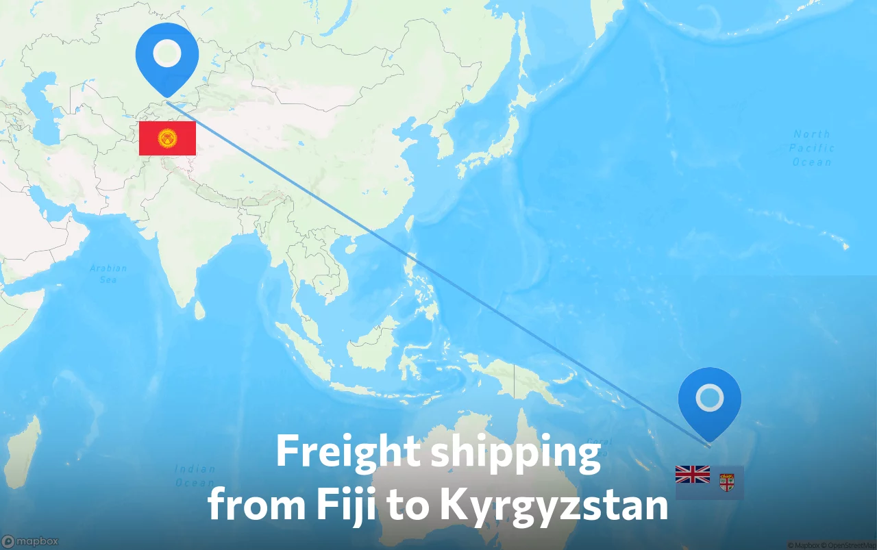 Shipping route from Fiji to Kyrgyzstan