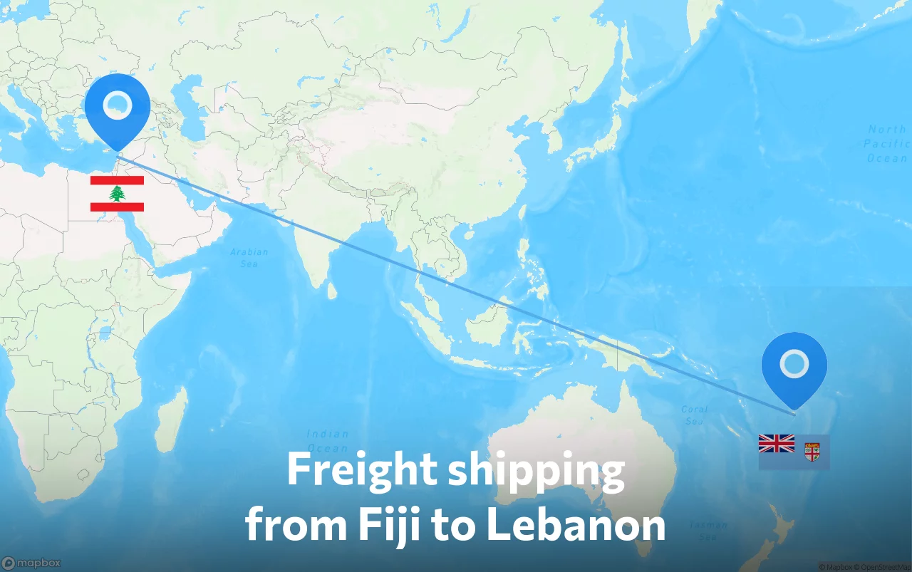 Shipping route from Fiji to Lebanon
