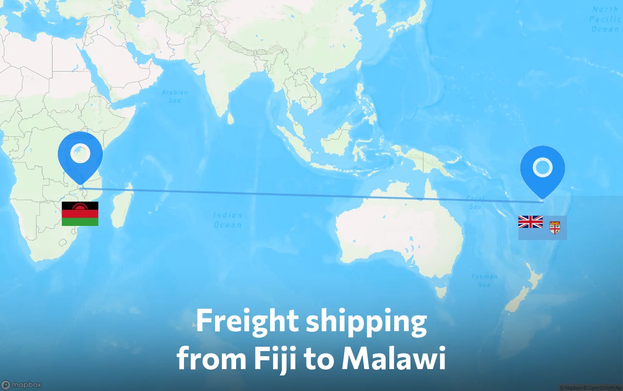 Shipping route from Fiji to Malawi