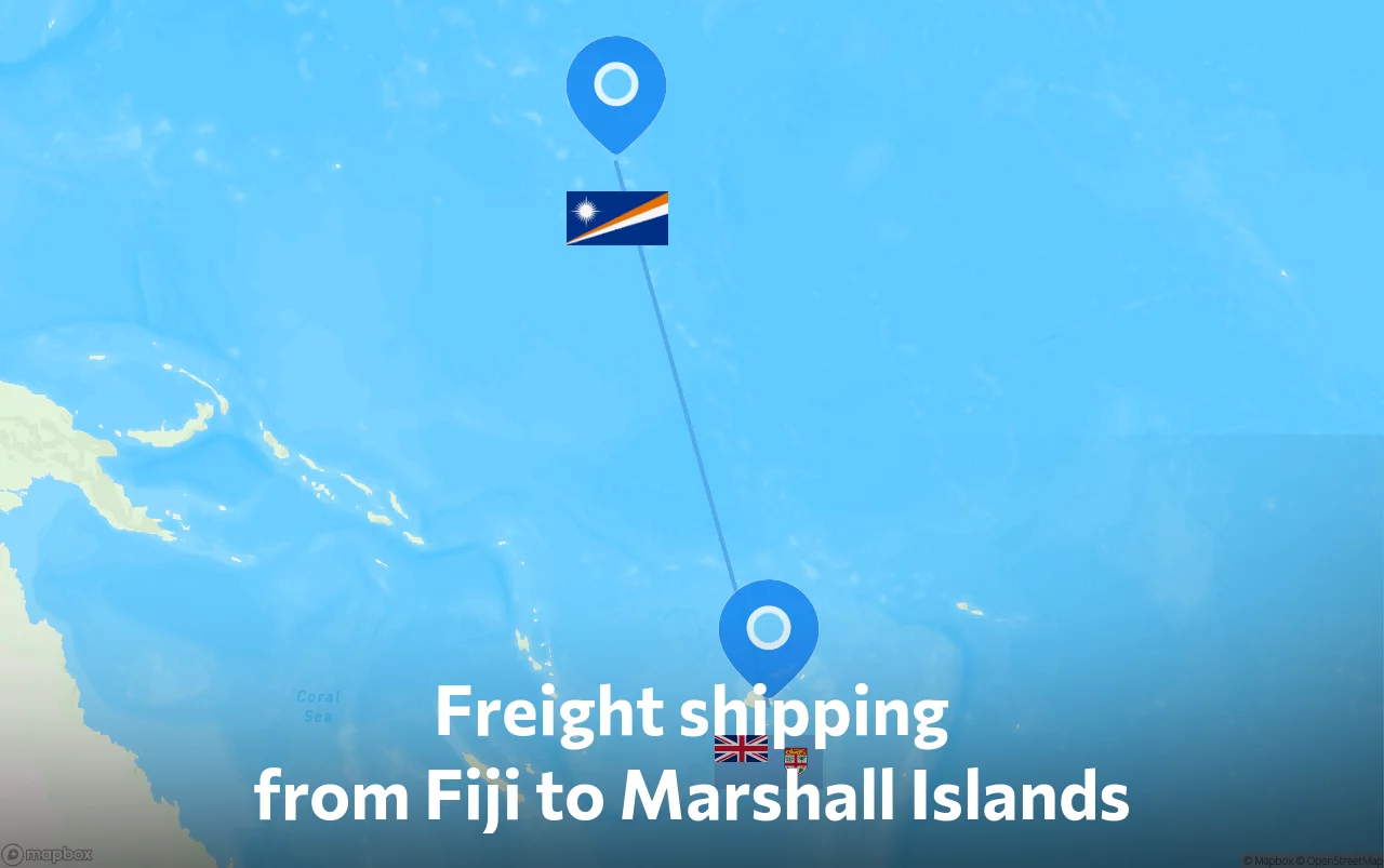 Shipping route from Fiji to Marshall Islands